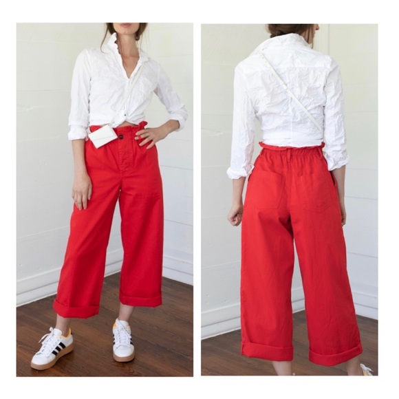 Xirena 2022 Cormick High Rise Paperbag Waist Wide Leg Pant in Red Pepper Size S - Picture 16 of 16